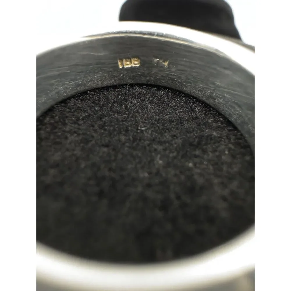 Silver Tone Scattered‎ CZ Concave Band Stackable Ring Signed TH IBB Size 6.75